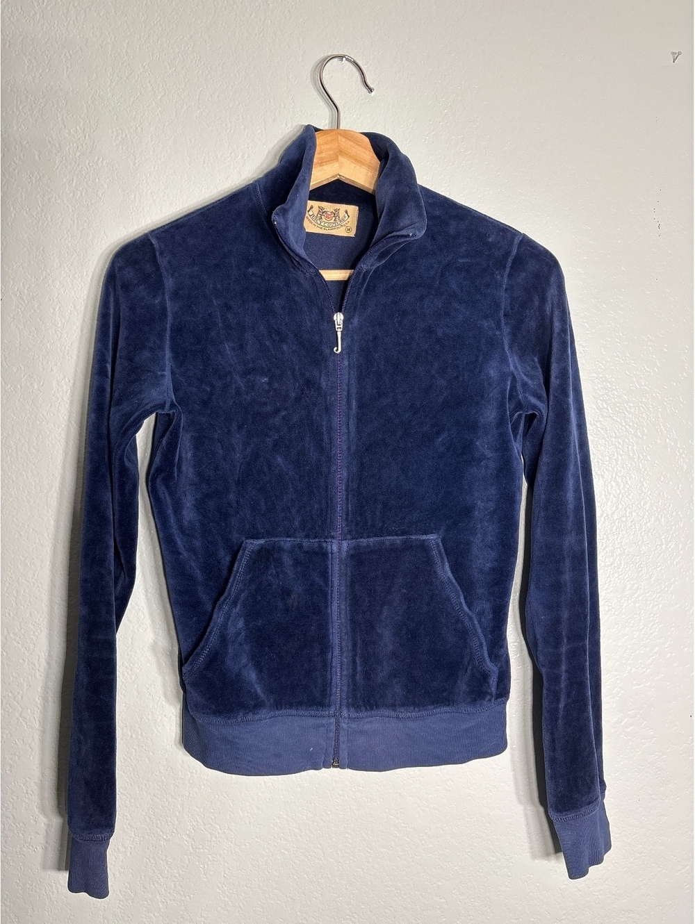 Vintage juicy Couture navy velour track jacket. Medium. Made in USA. Y2K